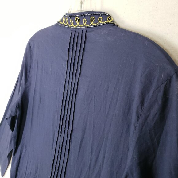 Lilly Pulitzer Sarasota Beaded Embroidered Tunic Top Navy S Resort Boho Preppy - Picture 10 of 12